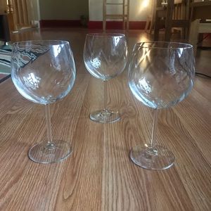 3pc Extra large 18oz Crystal Goblet Wine Glasses with light swirl design